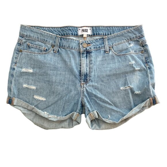 Paige jimmy jimmy short distressed denim shorts size 31 light wash summer - Picture 1 of 5